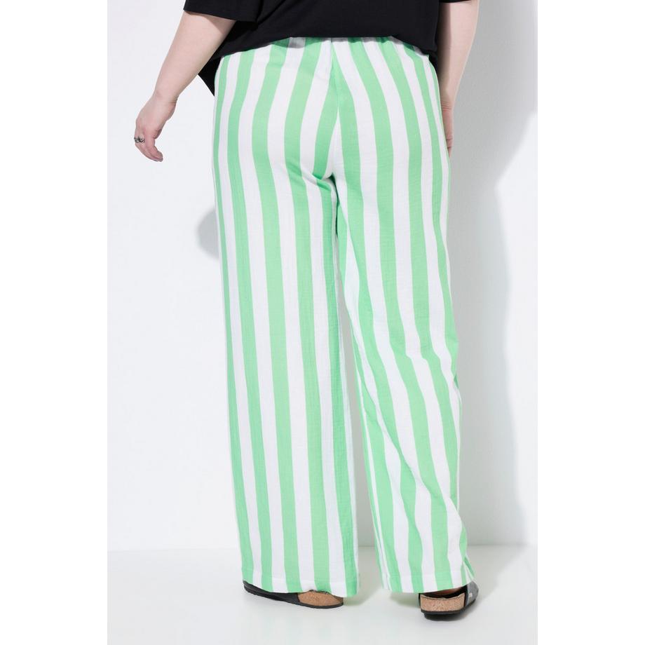 Studio Untold Pantalon Mousseline Rayé Jambe Large Taille Élastique  