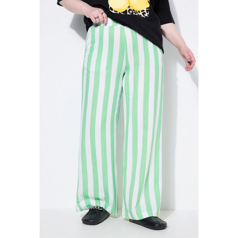 Studio Untold Pantalon Mousseline Rayé Jambe Large Taille Élastique  