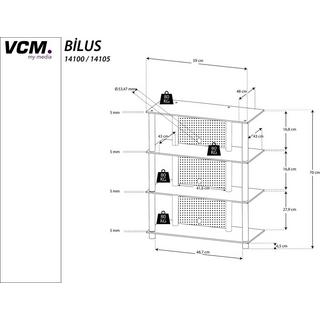 VCM Hifi Möbel Rack Schrank Phono Regal Alu Glas Phono Mediaregal Bilus  