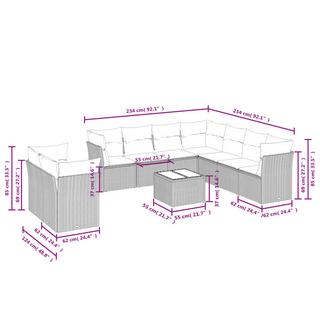 VidaXL Ensemble de canapés de jardin rotin synthétique  