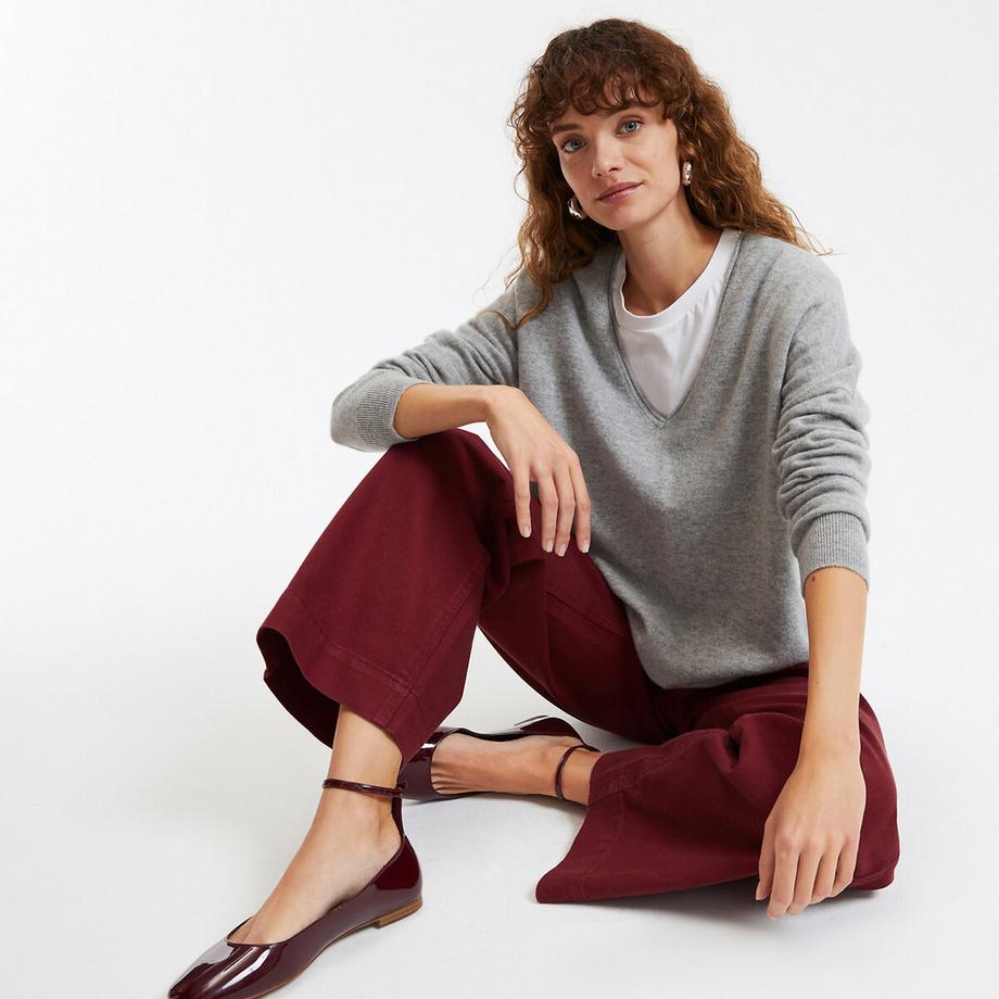 La Redoute Collections Kaschmir Feinstrick V-Ausschnitt Pullover  