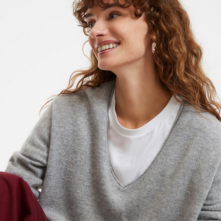 La Redoute Collections Kaschmir Feinstrick V-Ausschnitt Pullover  