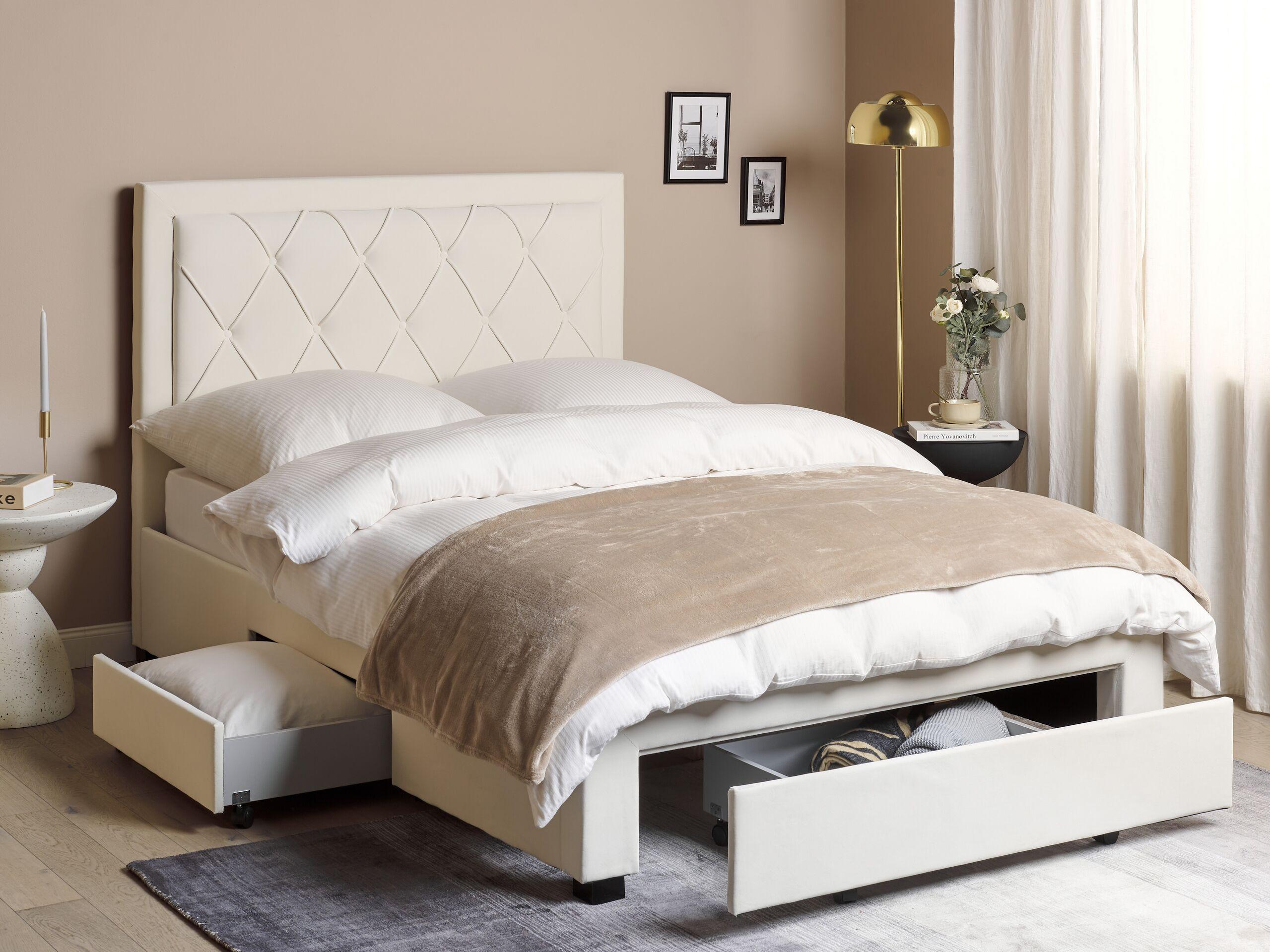 Beliani Letto contenitore en Velluto Glamour LIEVIN  