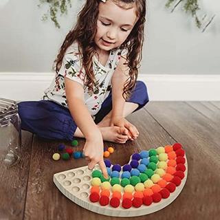 Activity-board  Holz Peg Board Perlen Spiel Perlen Spiel Rainbow Ball Elimination Spiel Spielzeug Farbe 