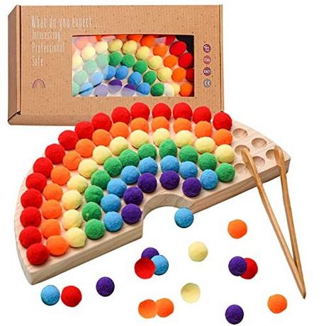 Activity-board  Holz Peg Board Perlen Spiel Perlen Spiel Rainbow Ball Elimination Spiel Spielzeug Farbe 