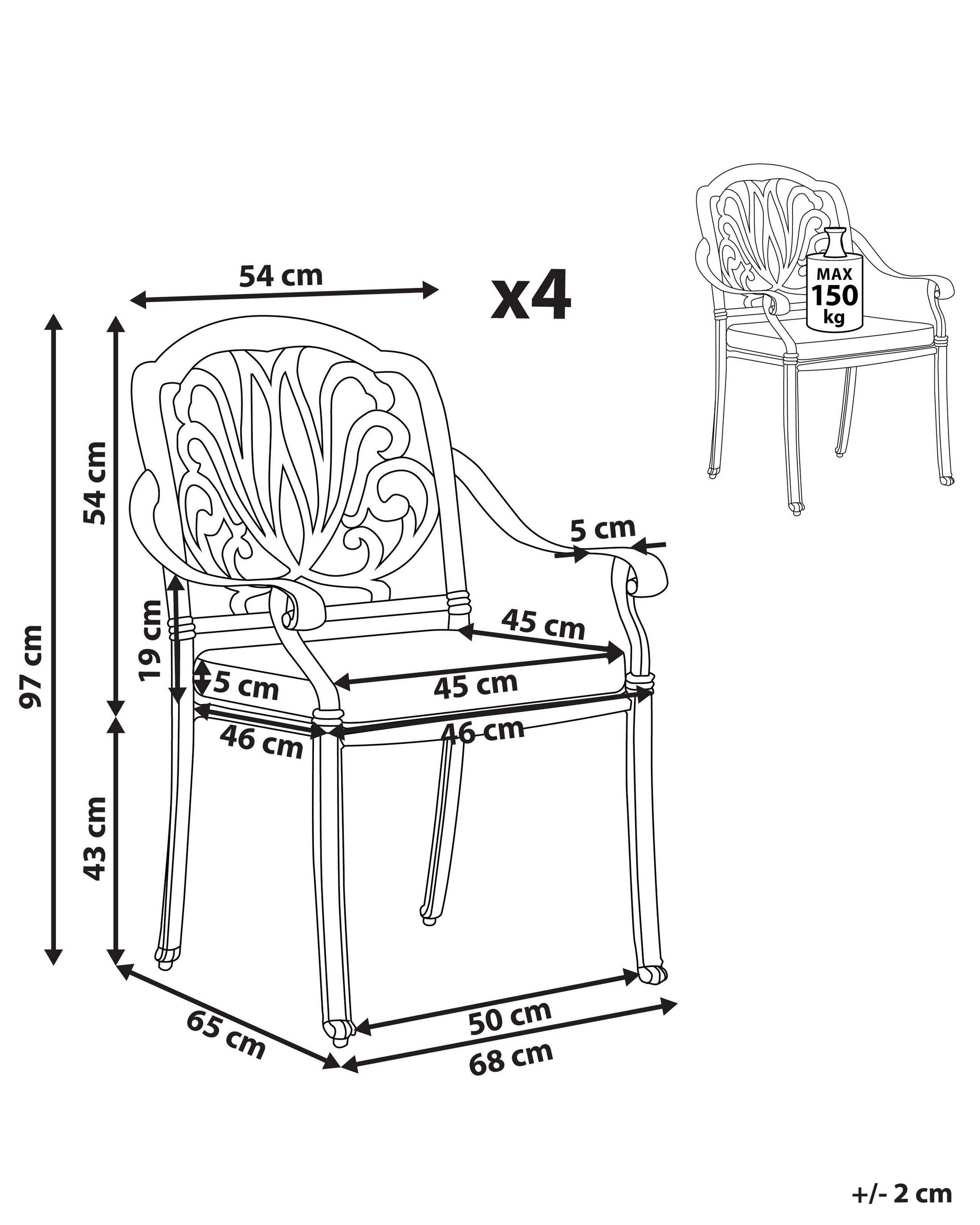 Beliani Lot de 4 chaises en Aluminium Rétro ANCONA  