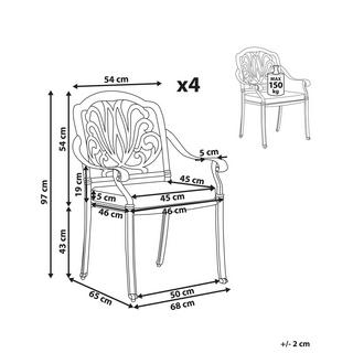 Beliani Lot de 4 chaises en Aluminium Rétro ANCONA  