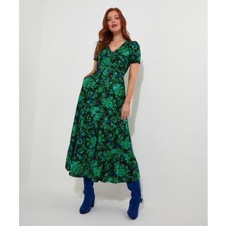 Joe Browns  PETITE Robe Maxi Volantée Florale Bleu Cobalt 