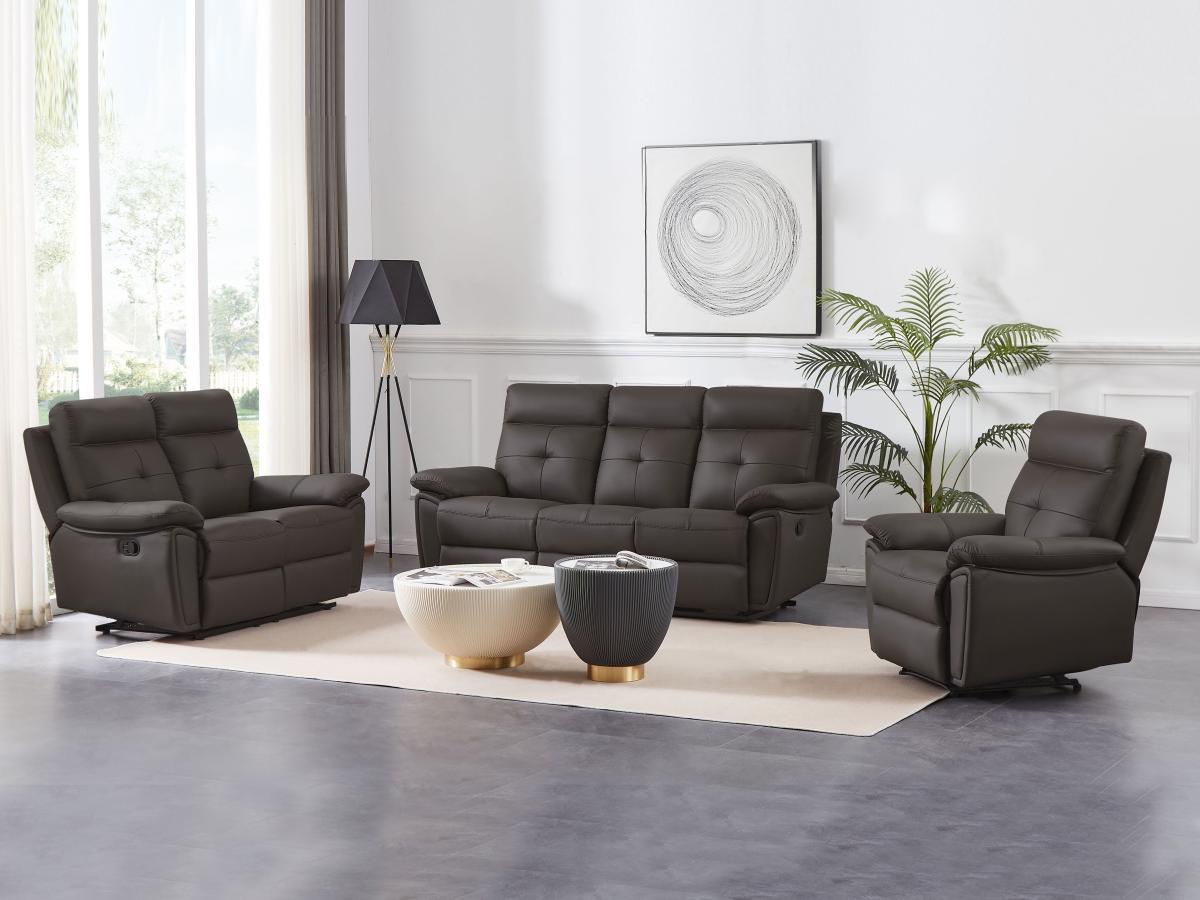 Vente-unique Relaxsofa 3-Sitzer - Leder- Braun - VINETA  