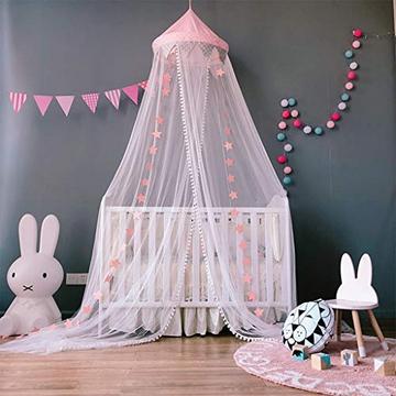 Moustiquaire, décoration de baldaquin de lit, moustiquaire pour enfants, tentes de jeu princesse, décoration pour chambre d'enfant, avec décoration d'étoiles 60 x 300 cm