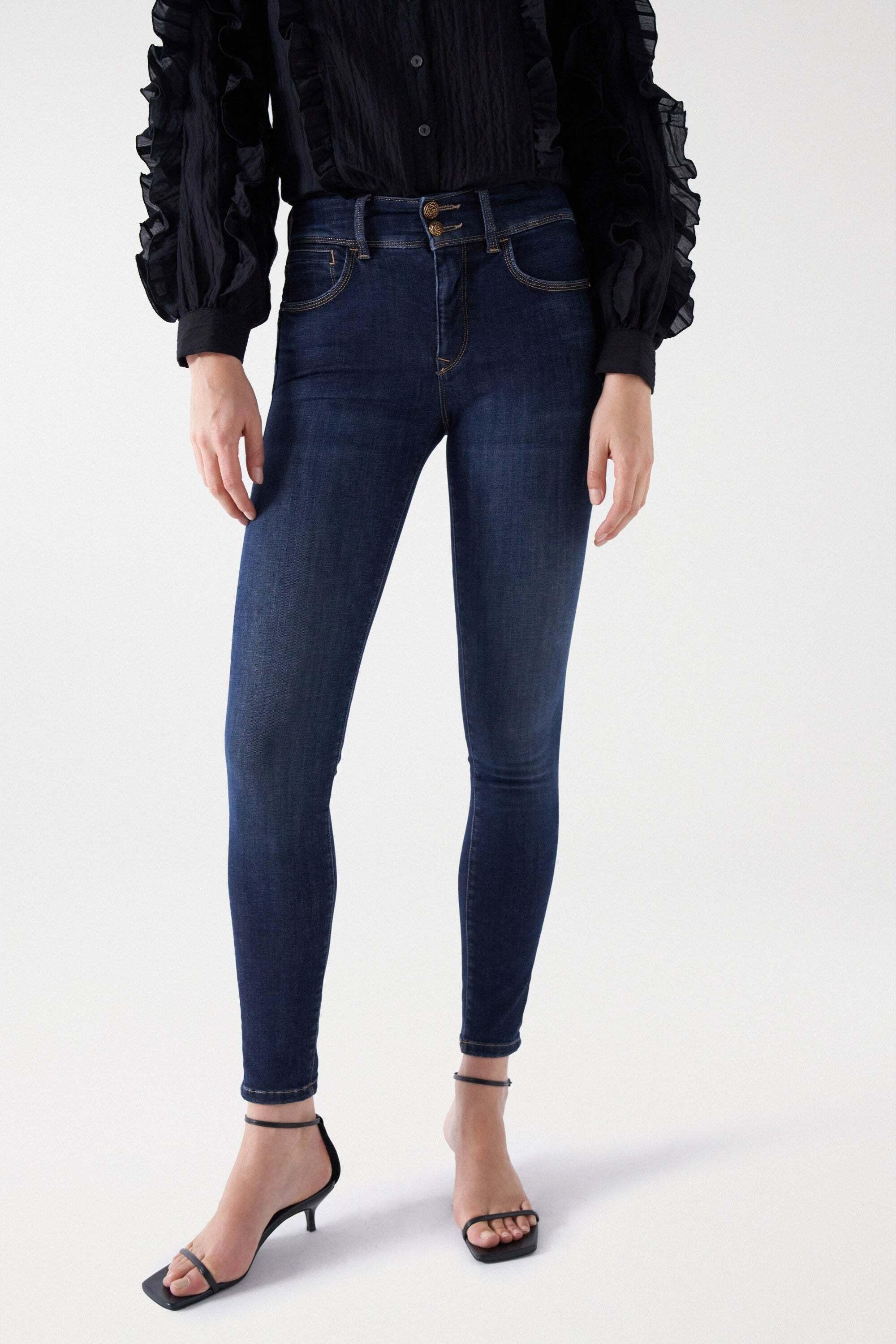 Image of Jeans Secret Dark Wash With Detail Damen Blau W26