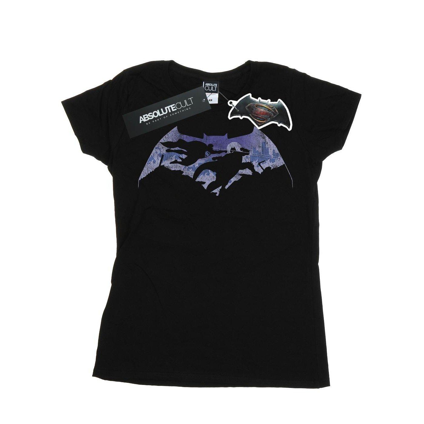 Image of Batman V Superman Battle Silhouette Tshirt Damen Schwarz M