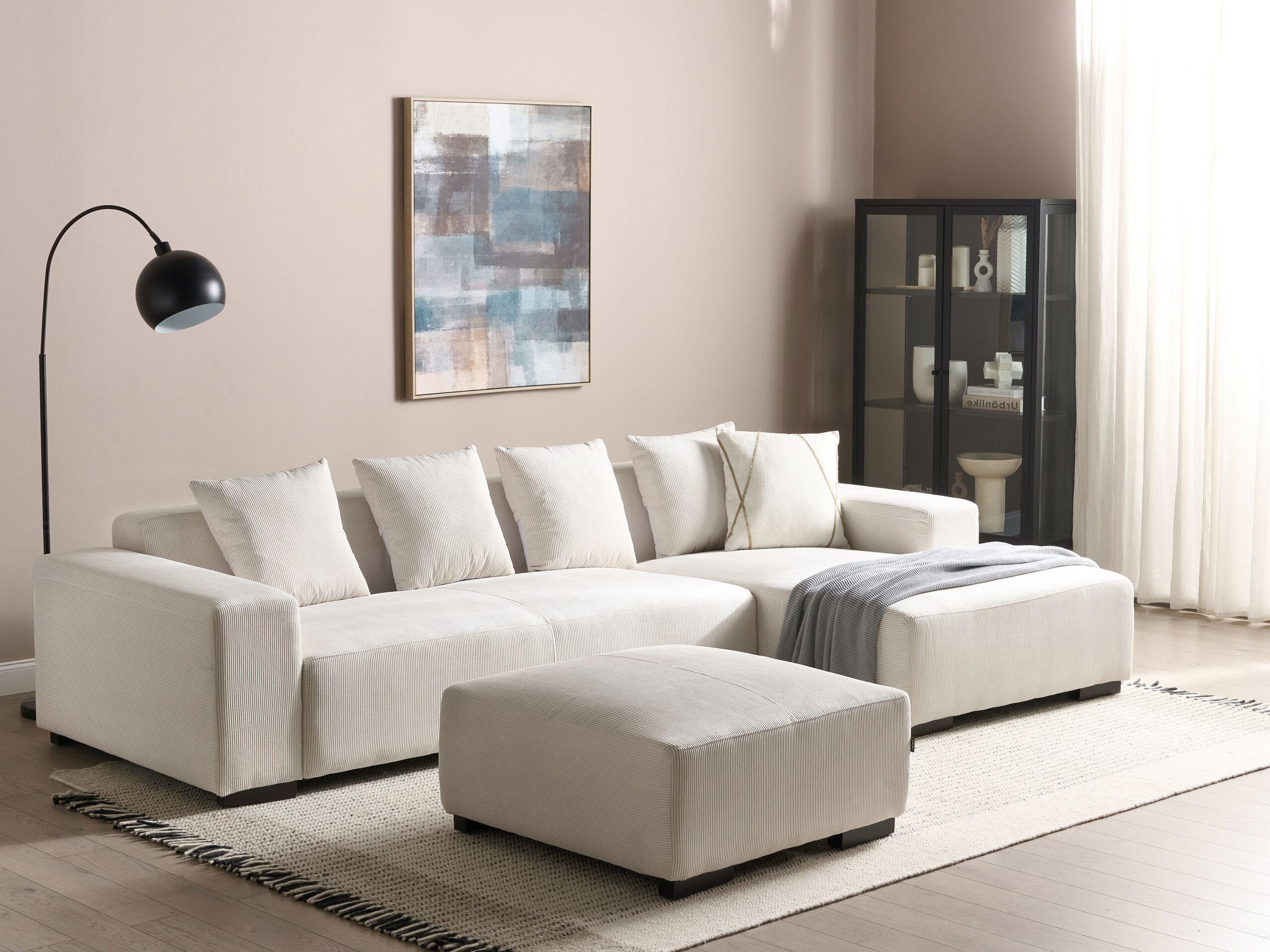 Beliani Ecksofa mit Ottomane aus Cord Modern LUNGO  