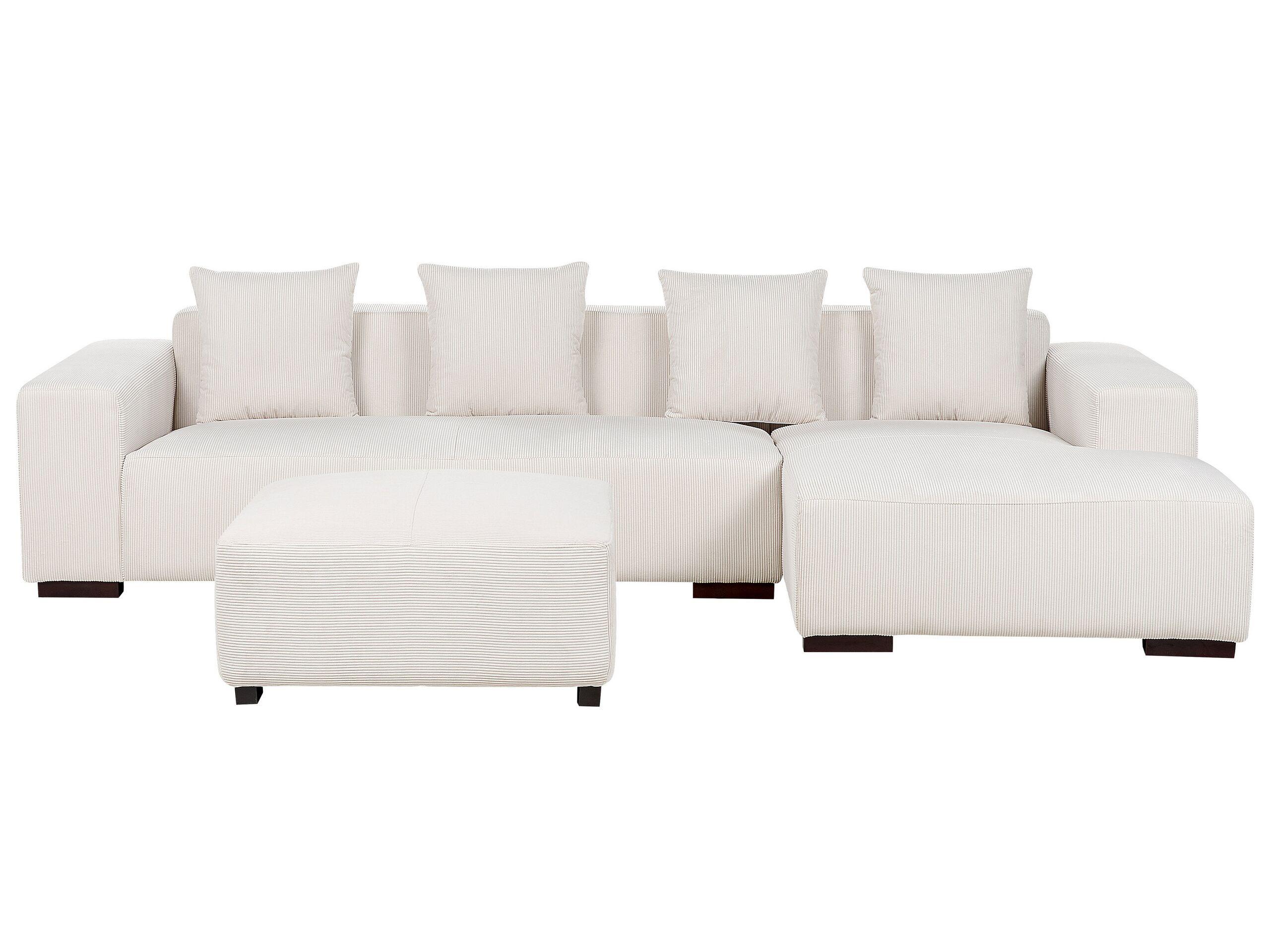 Beliani Ecksofa mit Ottomane aus Cord Modern LUNGO  