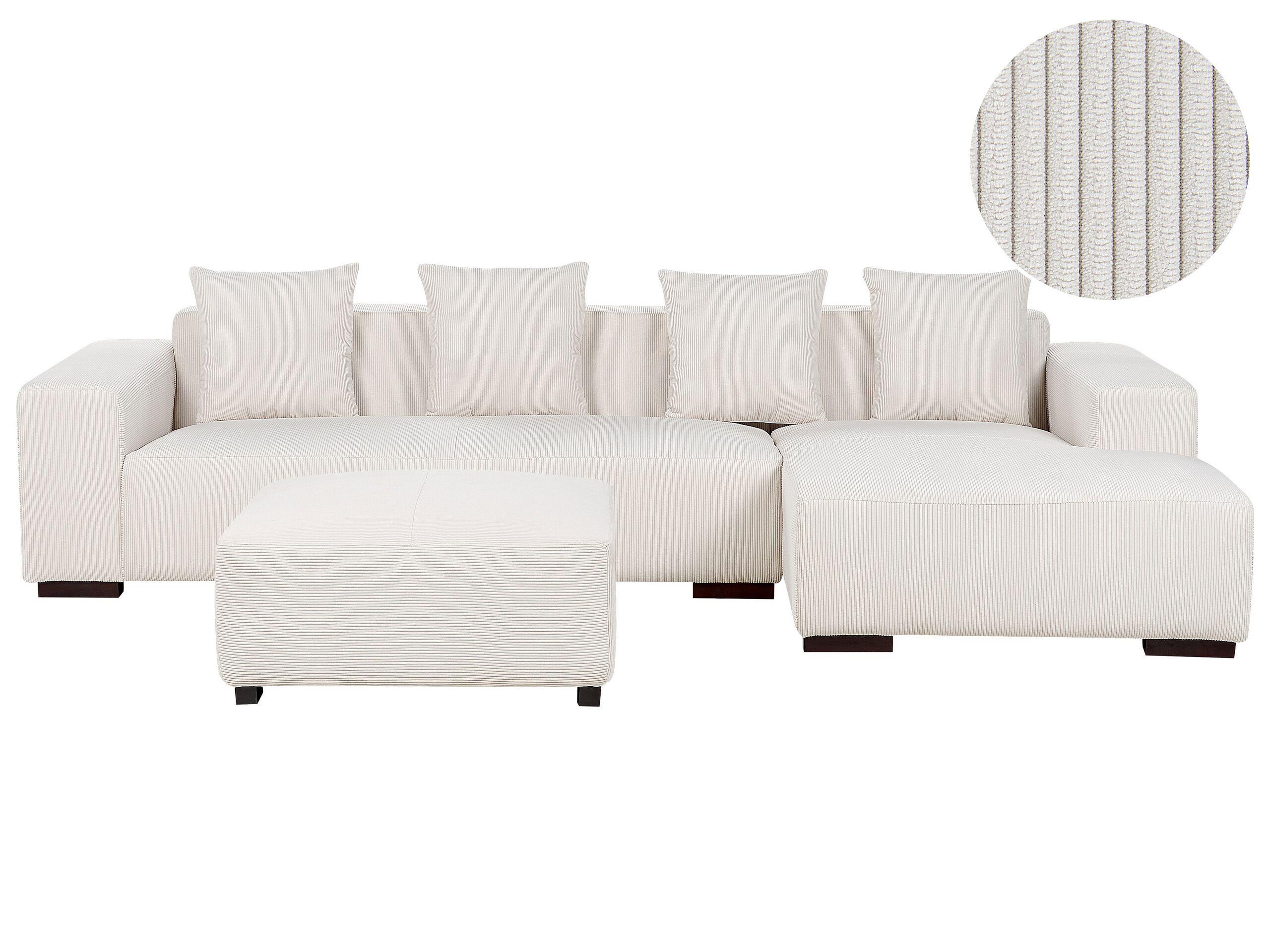 Beliani Ecksofa mit Ottomane aus Cord Modern LUNGO  