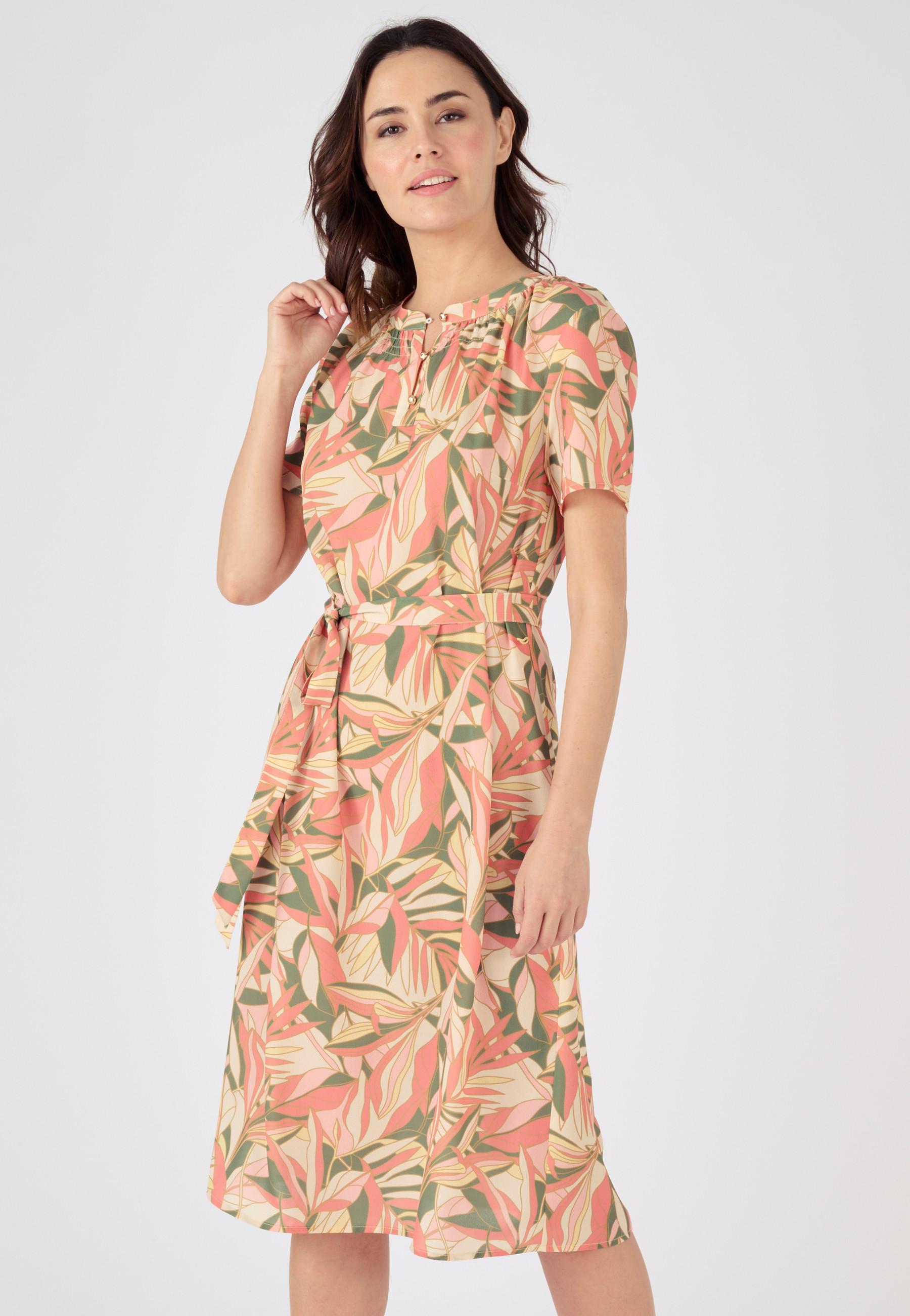 Image of Kleid Mit Smokdetails Am Kragen Damen Rosa 44