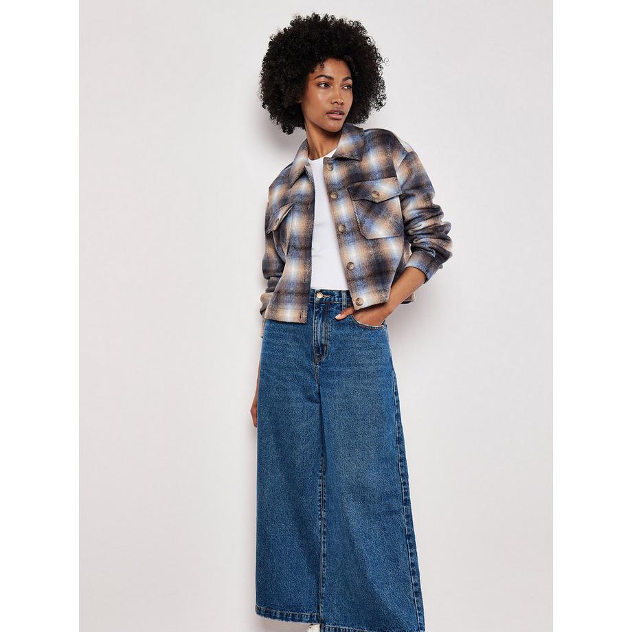 APRICOT Veste courte à carreaux en tissu brossé  