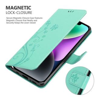 Cadorabo  Housse compatible avec Apple iPhone 14 PLUS - Coque de protection au design floral avec fermeture magnétique, fonction de support et emplacements pour cartes 