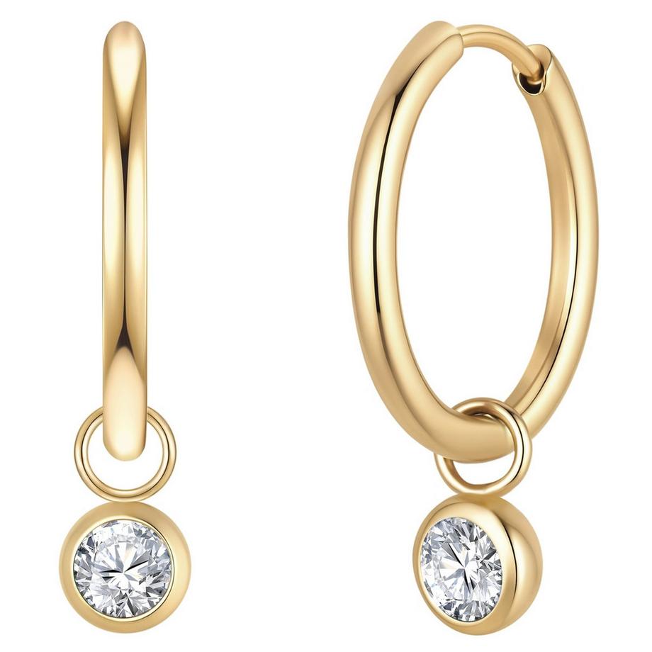Creolen Geburtsstein April Edelstahl verziert mit Kristallen von Swarovski