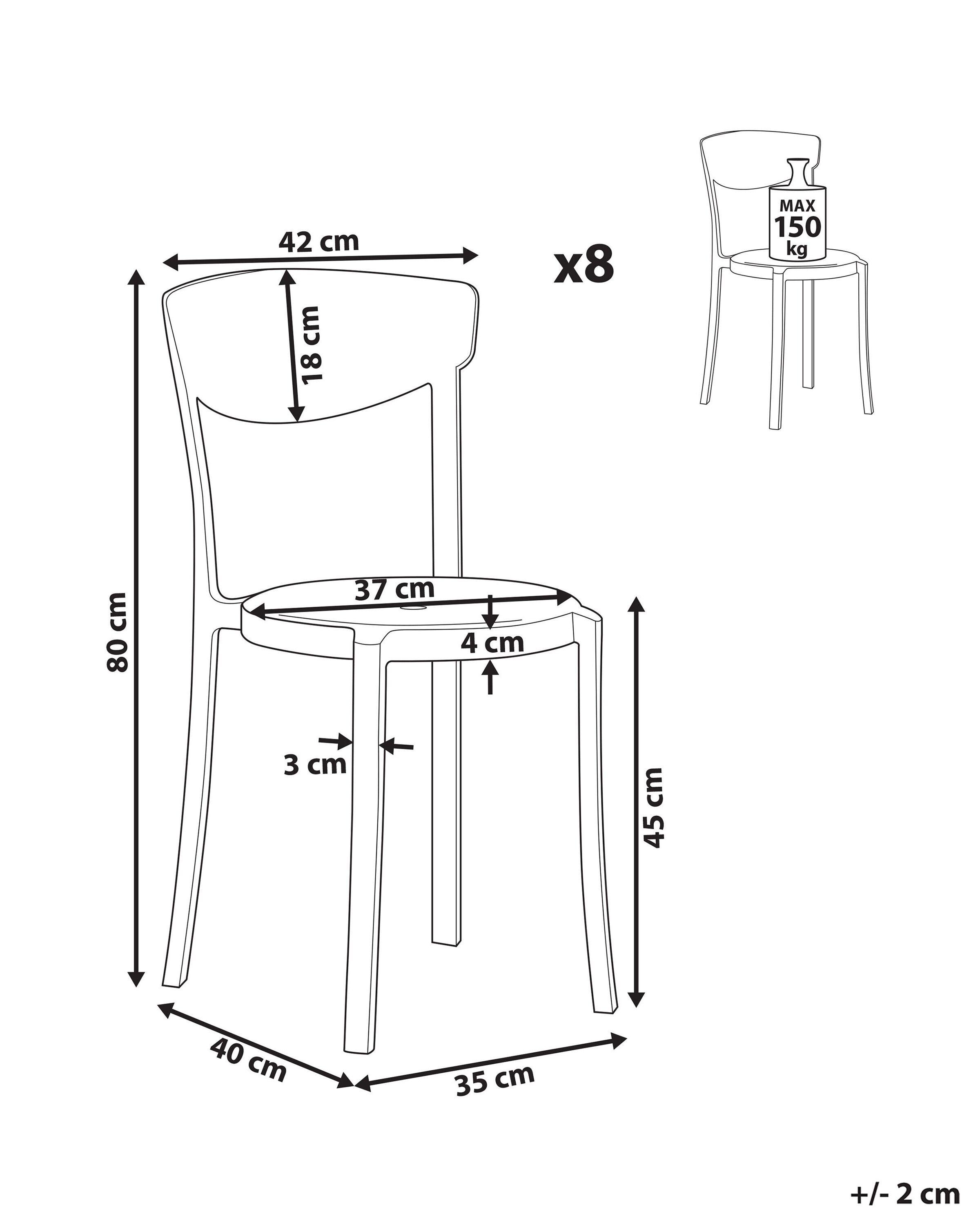 Beliani Esszimmerstuhl 8er Set aus Kunststoff Modern VIESTE  