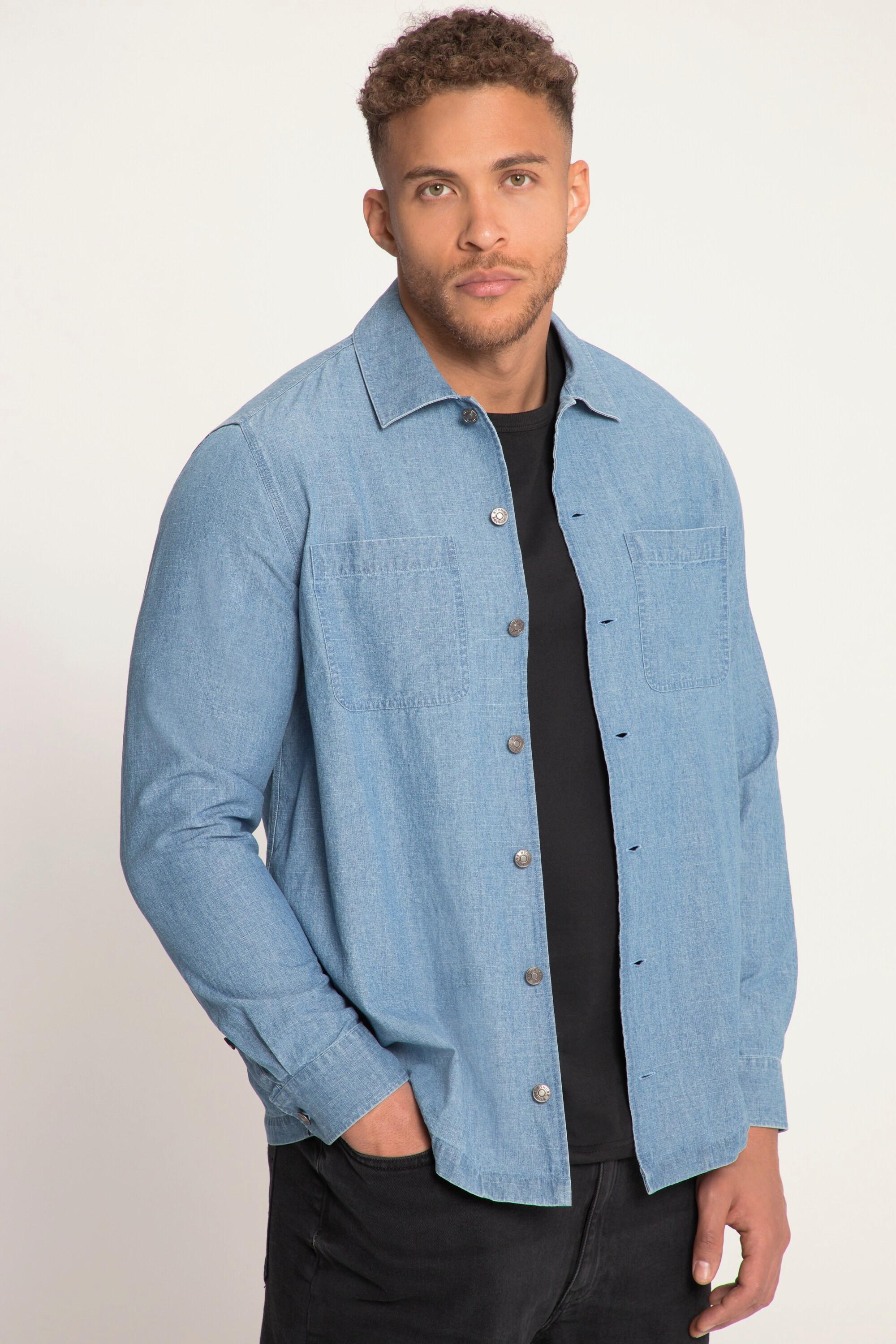 Sthuge  Hemd, Overshirt, Denim-Optik, Langarm, Kentkragen 