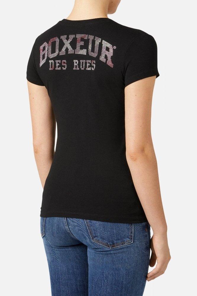 BOXEUR DES RUES  T-Shirt mit Strass-Logo 