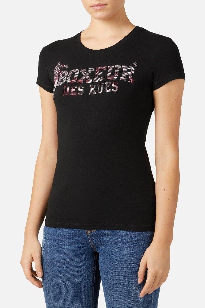 BOXEUR DES RUES  T-Shirt mit Strass-Logo 