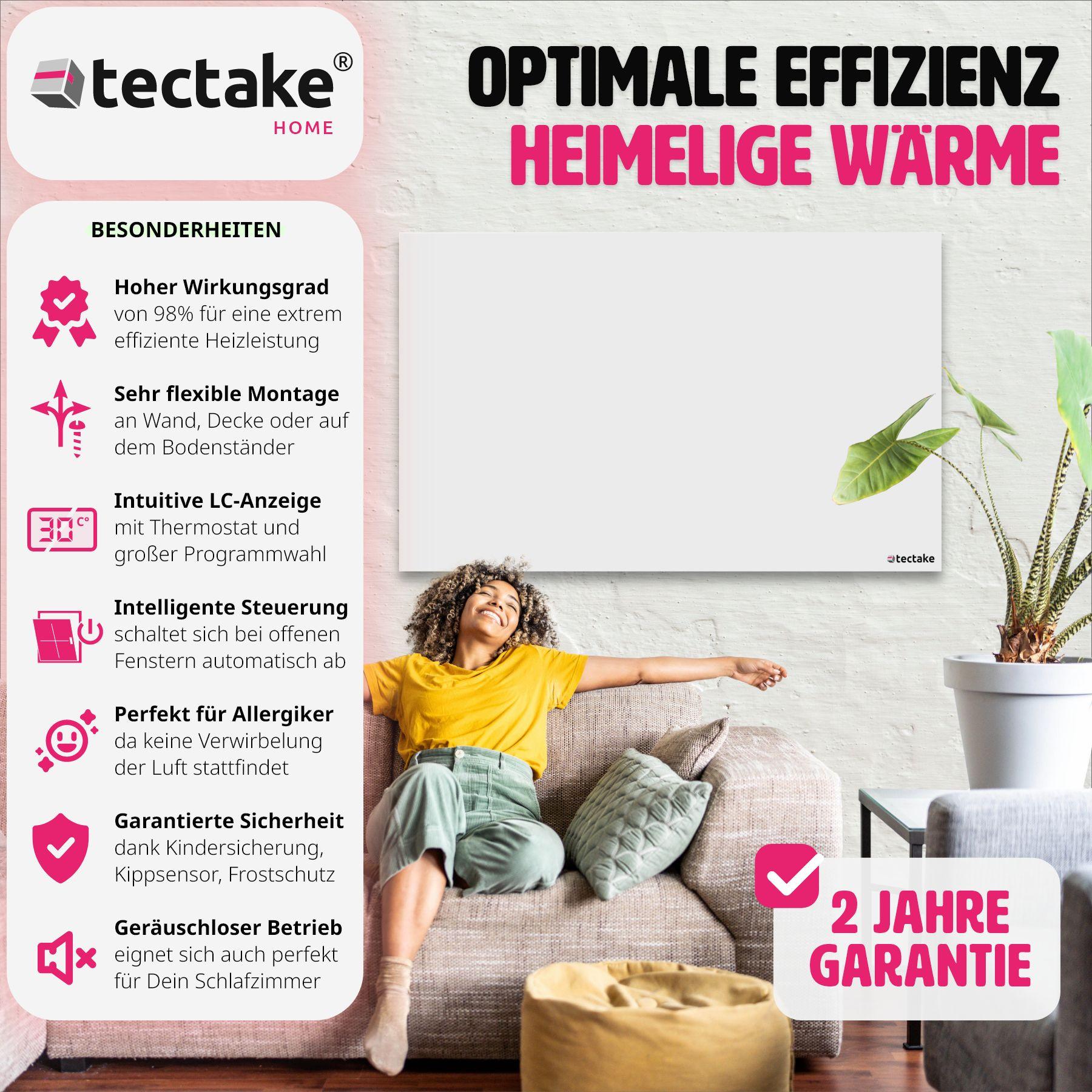 Tectake Chauffage infrarouge avec thermostat et protection contre la surchauffe  