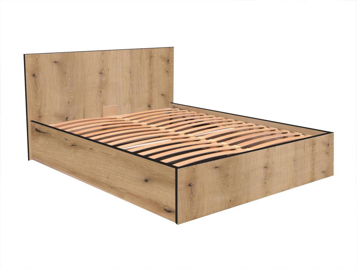 Vente-unique Bett mit Bettkasten - 140 x 190 cm - Holzfarben & Anthrazit - ELPHEGE  