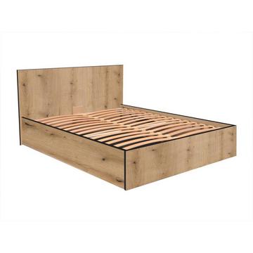 Bett mit Bettkasten - 140 x 190 cm - Holzfarben & Anthrazit - ELPHEGE