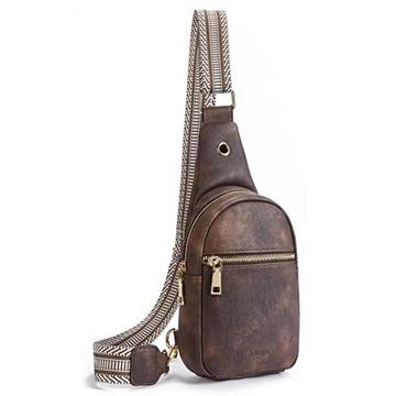 Chest Sling Bag, PU Leder Crossbody Bag Kleine Umhängetasche für Outdoor Sport/Reisen/Shopping