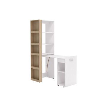 Bureau bibliothèque modulable - 10 niches - Coloris : Naturel et blanc - TUPELIO