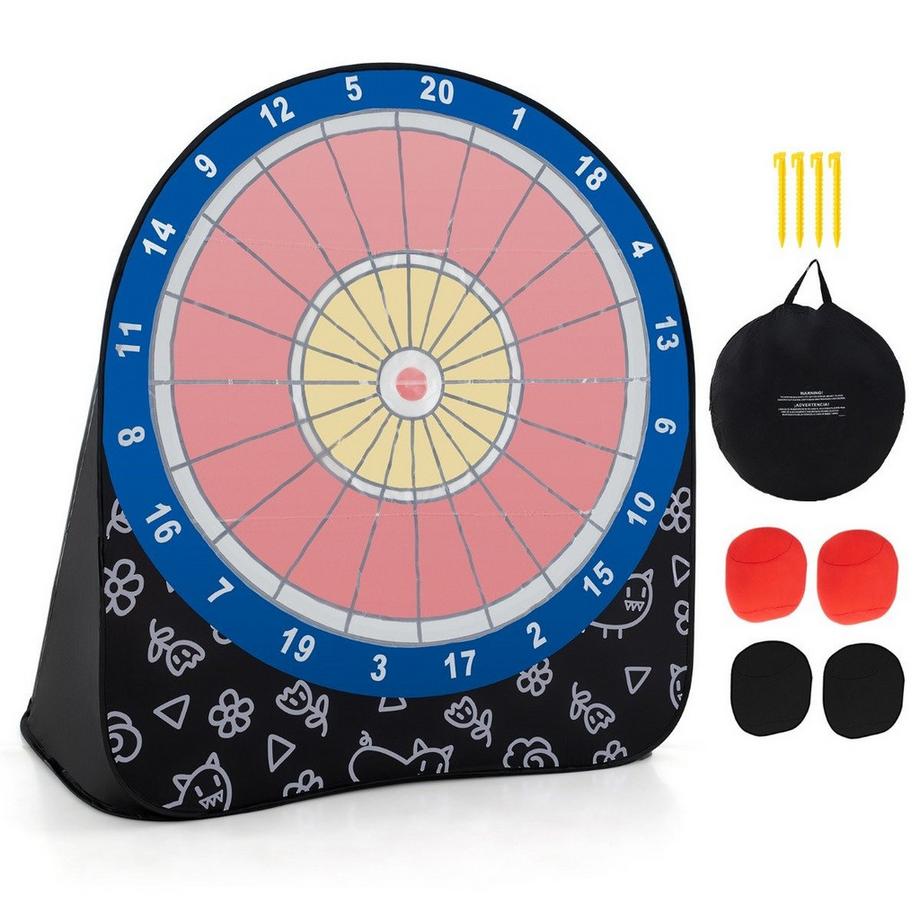 Northix  Großes Dartboard für Kinder Dart Wurfspiel Set mit 4 Kickbällen Fußballdart für Garten Schwarz 