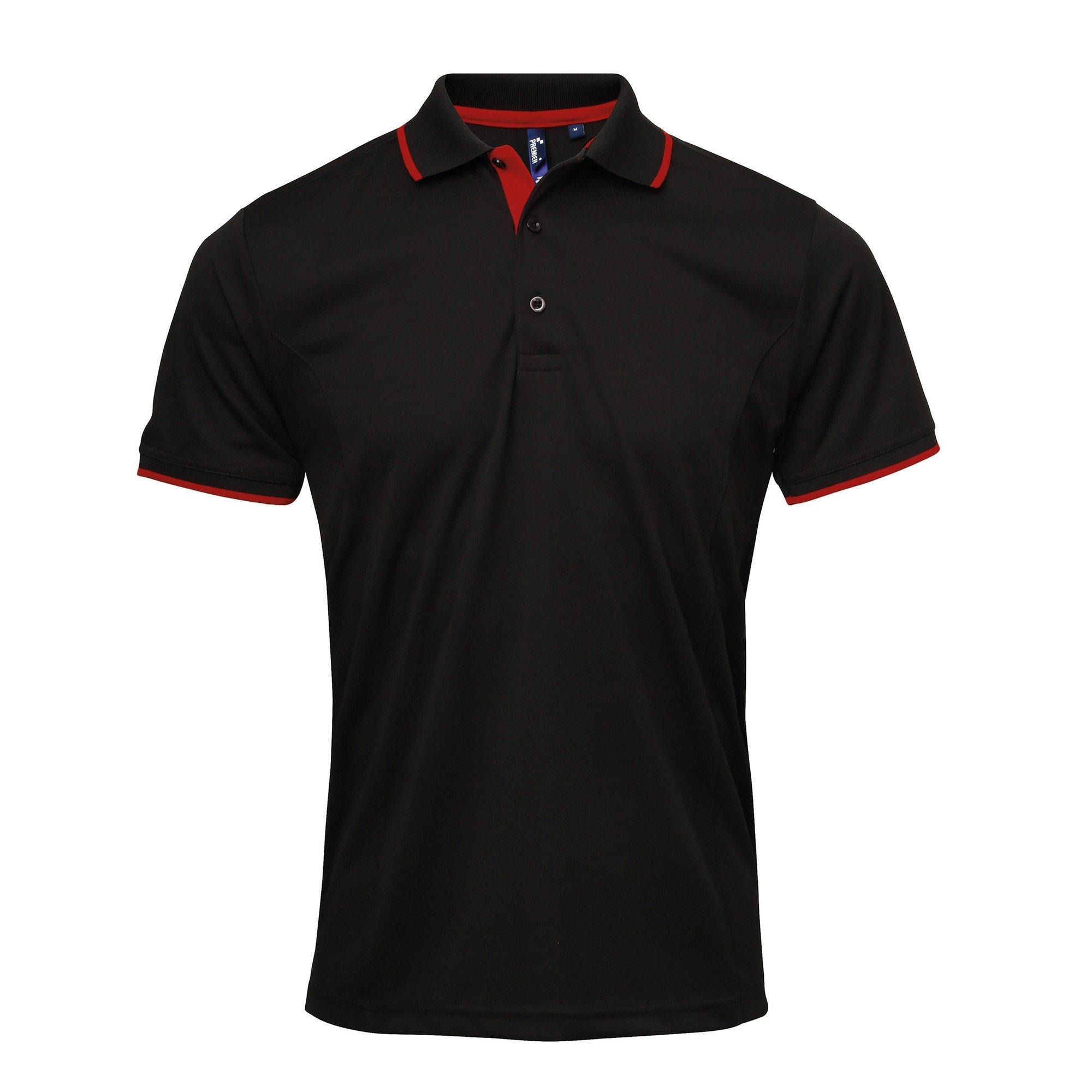 Image of Kontrast Coolchecker Polo Shirt Herren Schwarz XXL