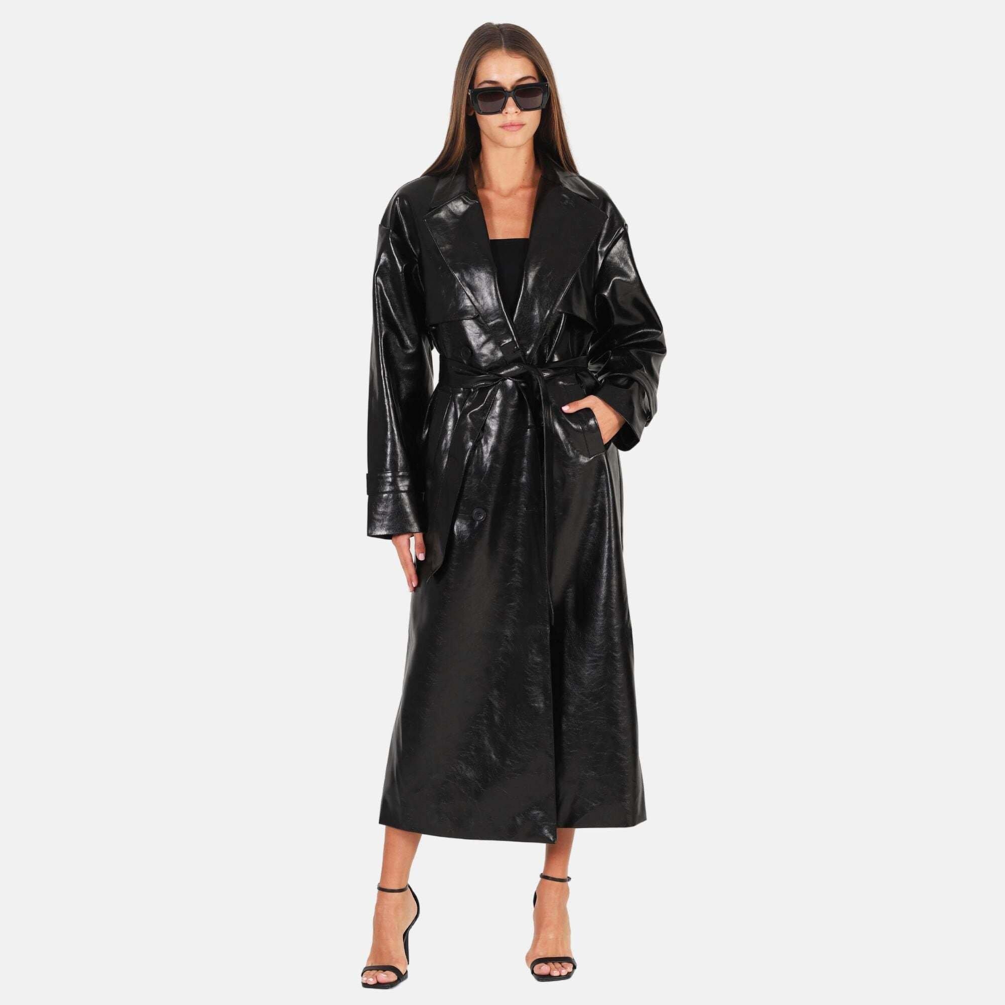 Image of Vail Faux Leather Coat Unisex Schwarz L