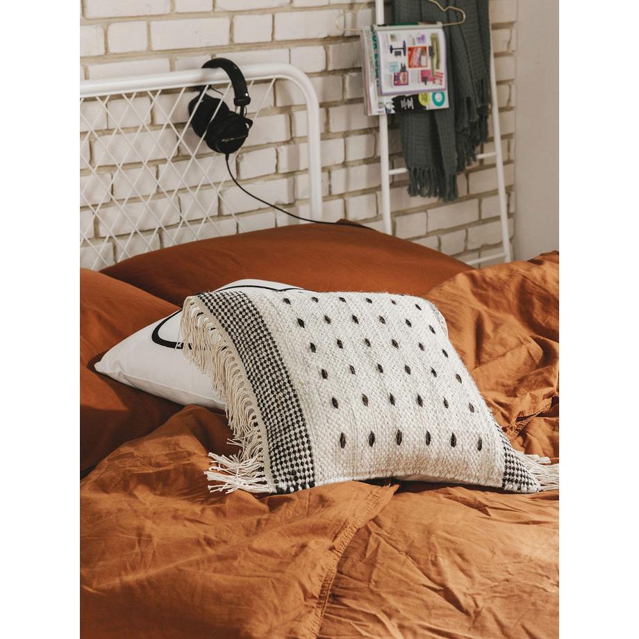 Benuta Bahati Housse de Coussin Noir Blanc  