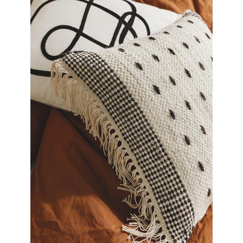 Benuta Bahati Housse de Coussin Noir Blanc  