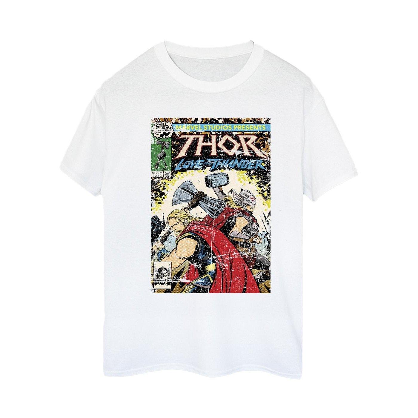Image of Thor Love And Thunder Vintage Poster Tshirt Damen Weiss M