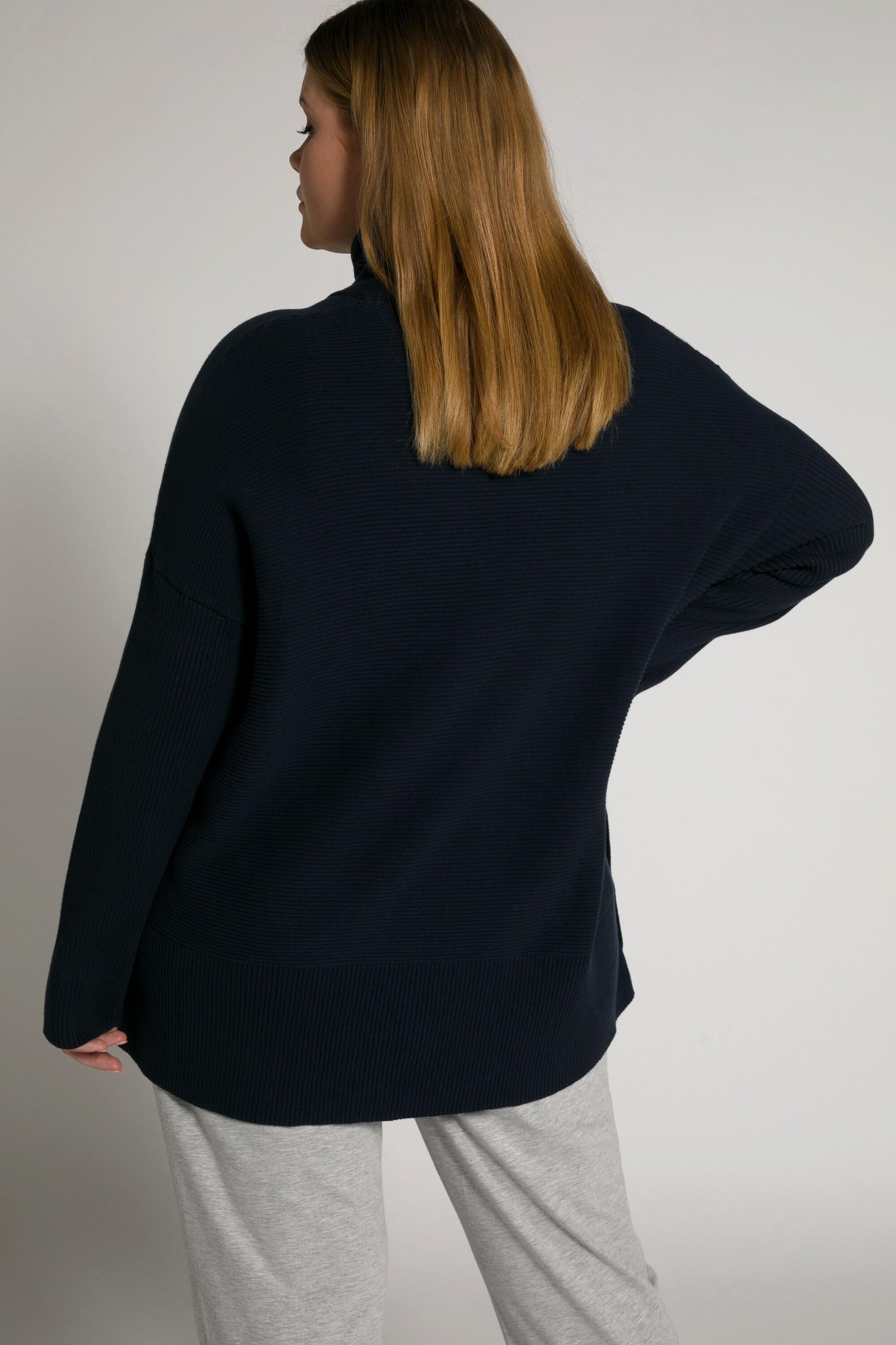 Ulla Popken  Bellieva-Pullover, Stehkragen, Druckknöpfe, Langarm, GOTS 