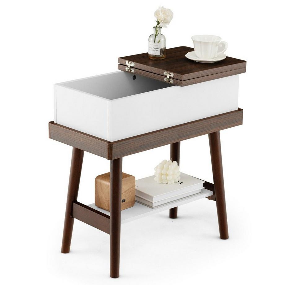 Northix  Table basse pliante avec plateau rabattable à 180° 60 x 30 x 60 cm marron foncé 