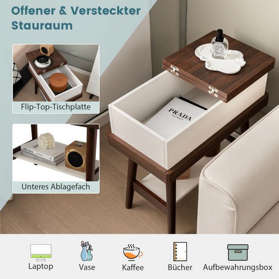 Northix  Table basse pliante avec plateau rabattable à 180° 60 x 30 x 60 cm marron foncé 