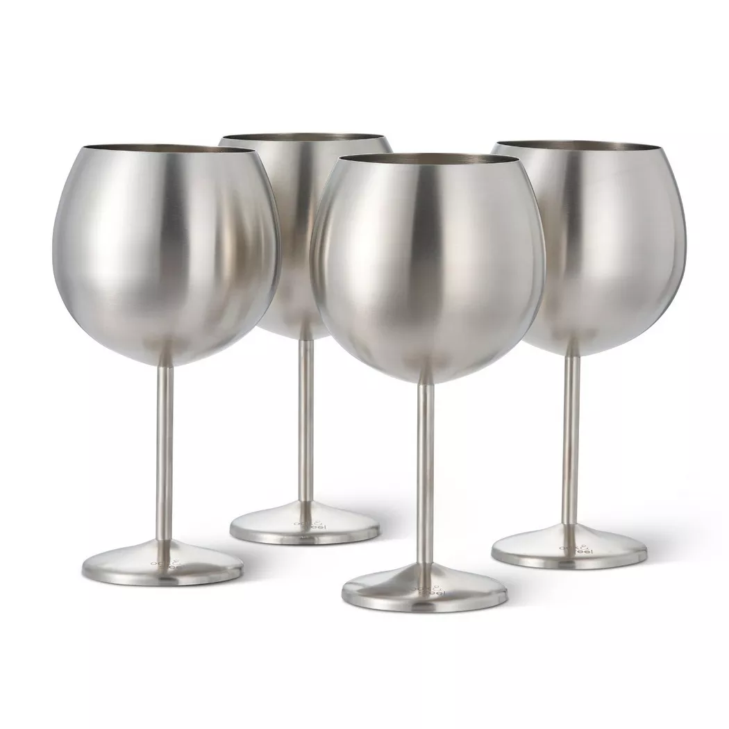 Oak & steel - Gin Gläser 4er-Set, 700 ml, Silber