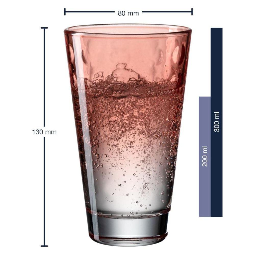 LEONARDO Trinkglas Optic Pastell (300 ml, 6 Stück, Rot)  