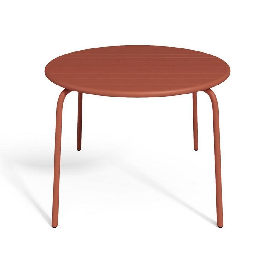 Vente-unique Table ronde de jardin D.110cm en métal - Terracotta - MIRMANDE de MYLIA  