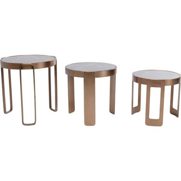 KARE Design Tavolino Perelli ottone (set di 3)  