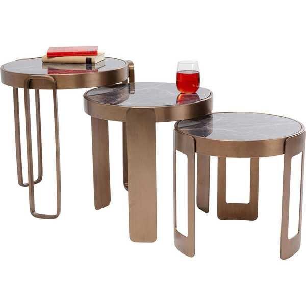 KARE Design Tavolino Perelli ottone (set di 3)  