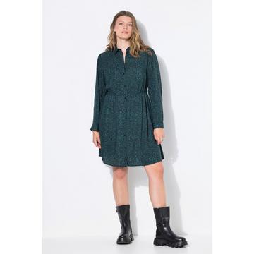 Abito dal taglio svasato con design leopardato e maniche lunghe