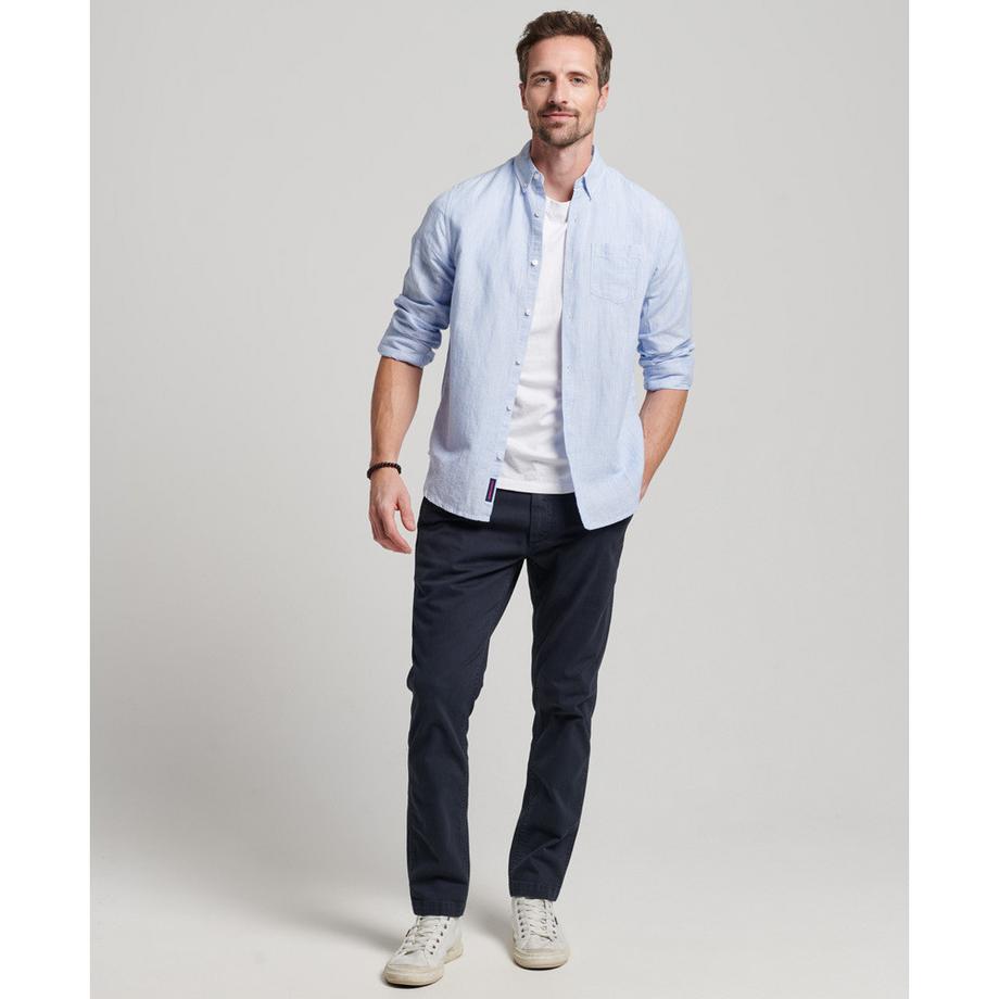 Superdry camicia button-down in lino e cotone biologico studios  