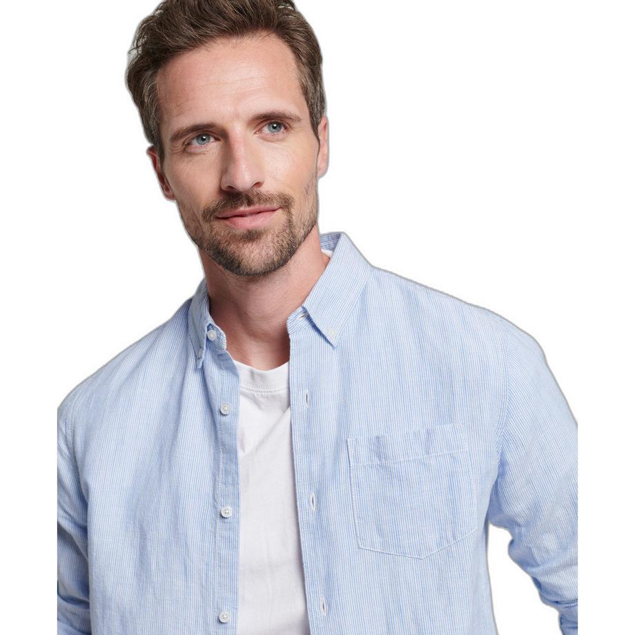 Superdry camicia button-down in lino e cotone biologico studios  