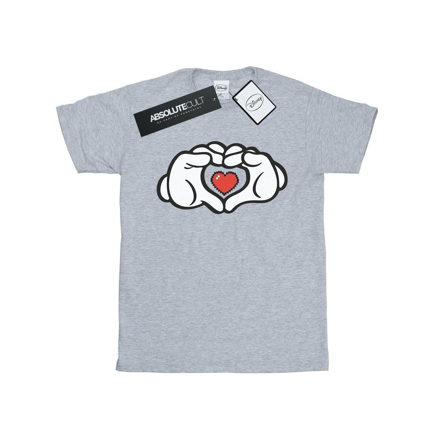 Image of Mickey Mouse Heart Hands Tshirt Mädchen Grau 152-158